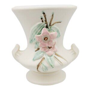 McCoy Ceramic Vase Urn Blossom Time Off White Vintage 1940s Vintage Mid Century